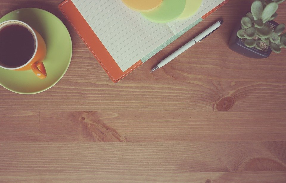 Coffee, Notebook, Wooden, Orange, Work, Table, Creative